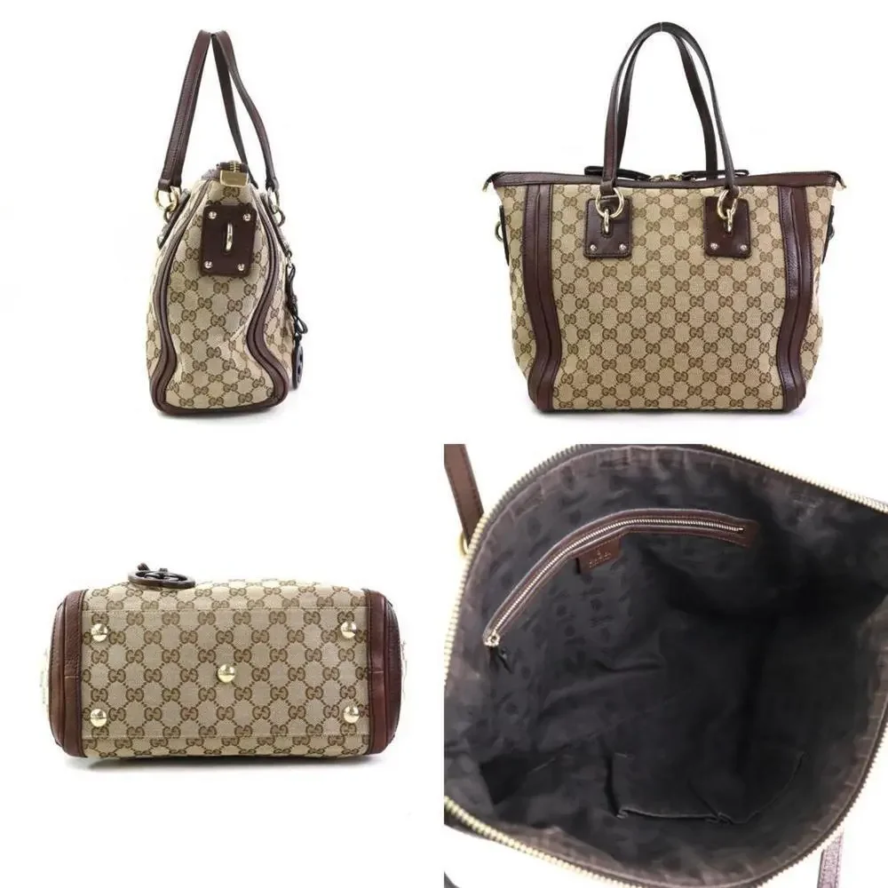 GUCCI Authentic Brown Canvas Shoulder Bag